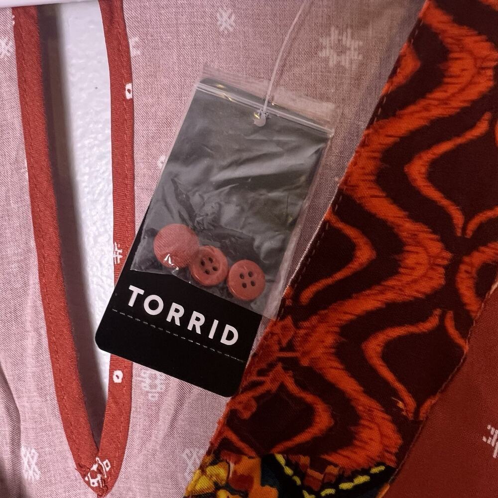 Torrid NWT Mini Challis Boarder Skater Dress Size 3X V-Neck Pockets Boho Tribal - Picture 13 of 16